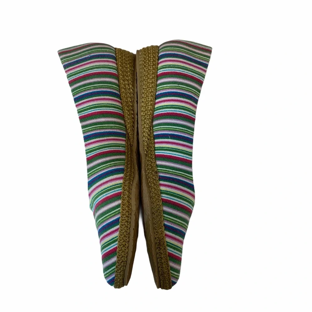 Beacon Multi Colorful Striped Espadrilles Wedges size 8.5 NARROW shoes